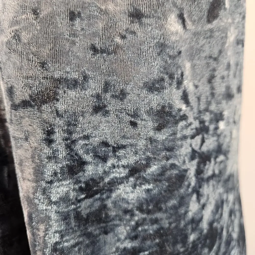 Emory Park Blue Shimmer Crushed Velvet Deep Tasseled V-Neck Stretch Mini Dress S - Picture 8 of 14